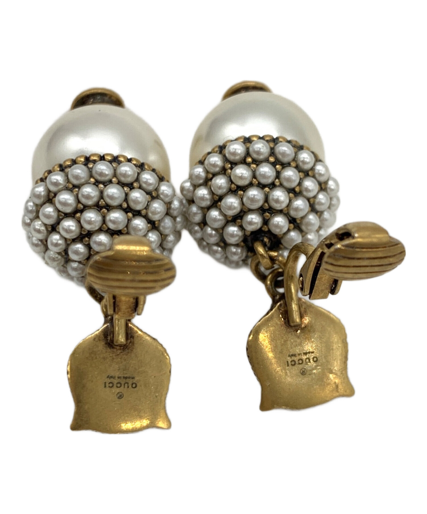 中古・古着通販】GUCCI (グッチ) タイガーヘッドイヤリング ホワイト 
