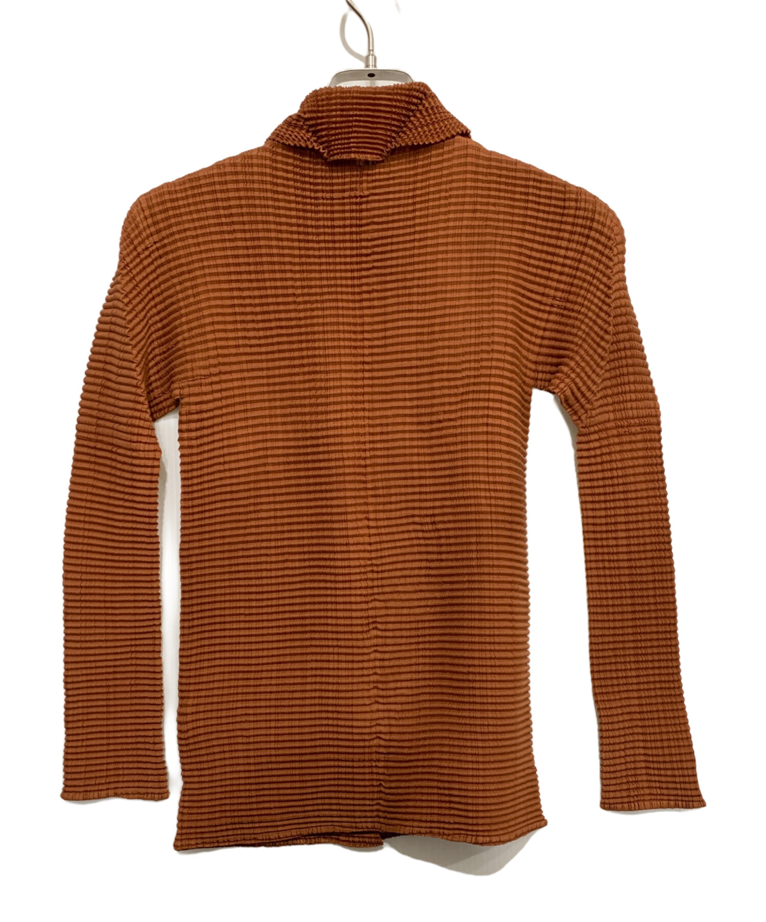 イッセイミヤケ　プリーツ　カーディガン　ブラウン　Mサイズ 中古・古着通販】ISSEY MIYAKE PLEATS.T (イッセイミヤケプリーツ