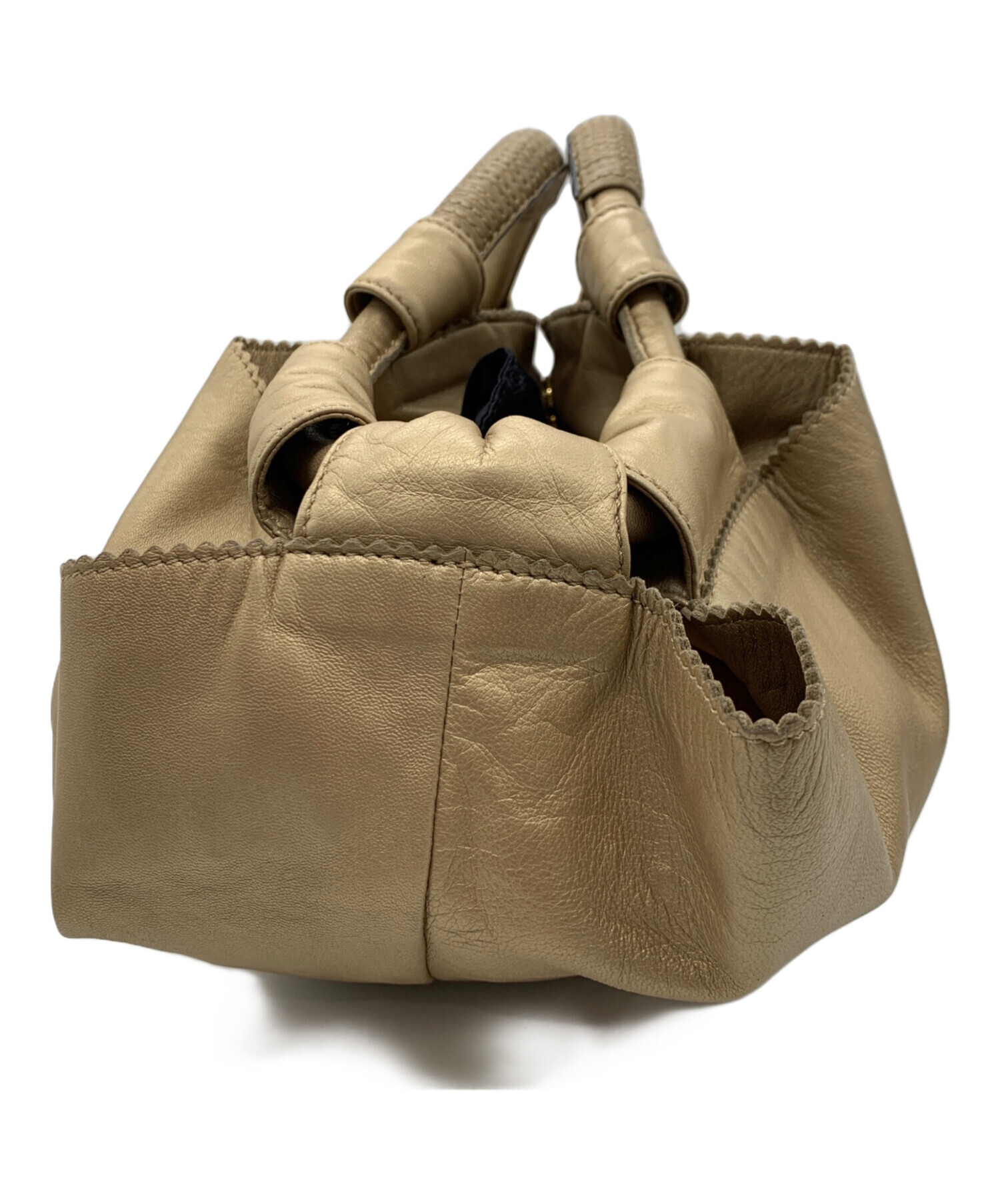 中古・古着通販】LOEWE (ロエベ) ナッパアイレハンドバッグ ゴールド 