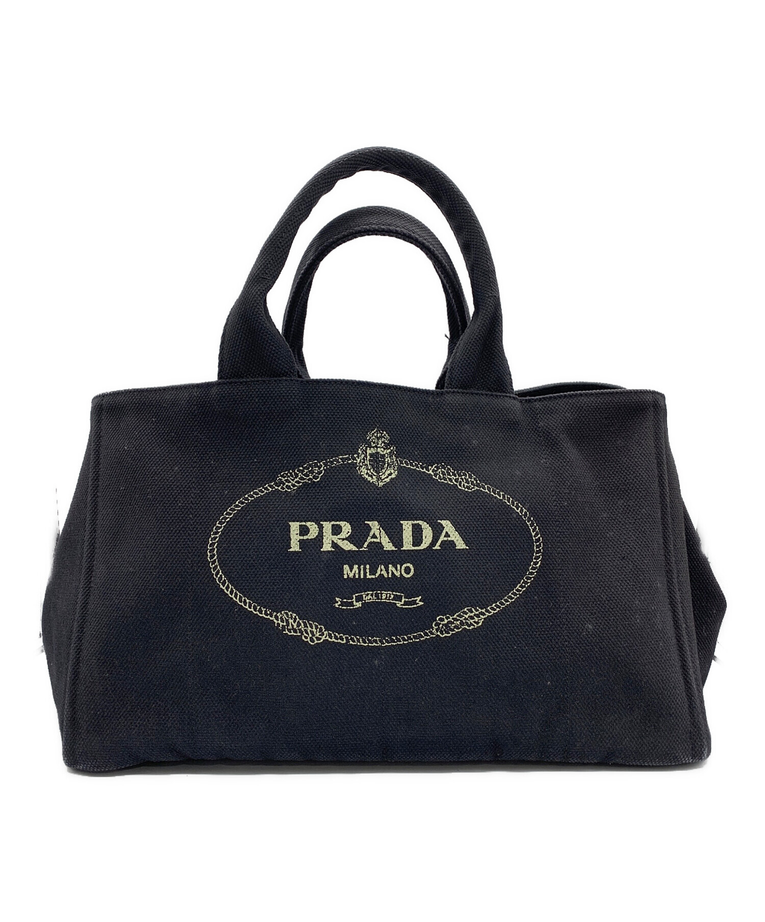 PRADA ブラックデニム トートバッグ 中古・古着通販】PRADA (プラダ) デニムトートバッグ ブラック