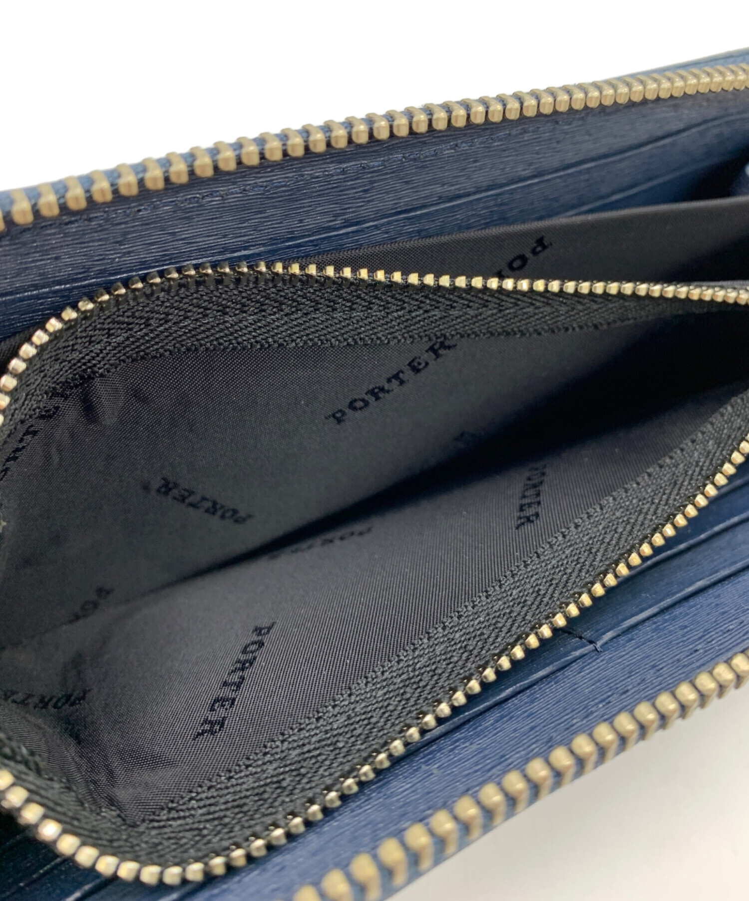 未使用ポーター ネイビージップ長財布 中古・古着通販】PORTER (ポーター) 長財布 ネイビー｜ブランド