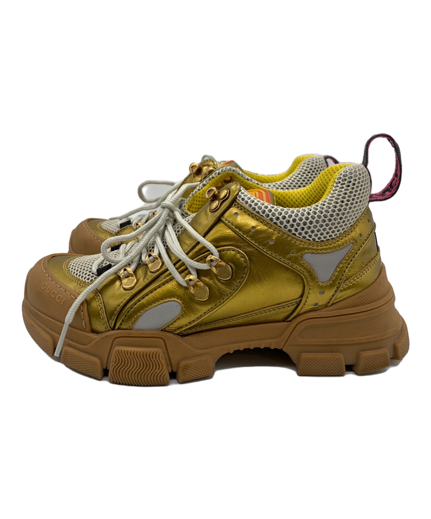 中古・古着通販】GUCCI (グッチ) スニーカー ゴールド サイズ:37