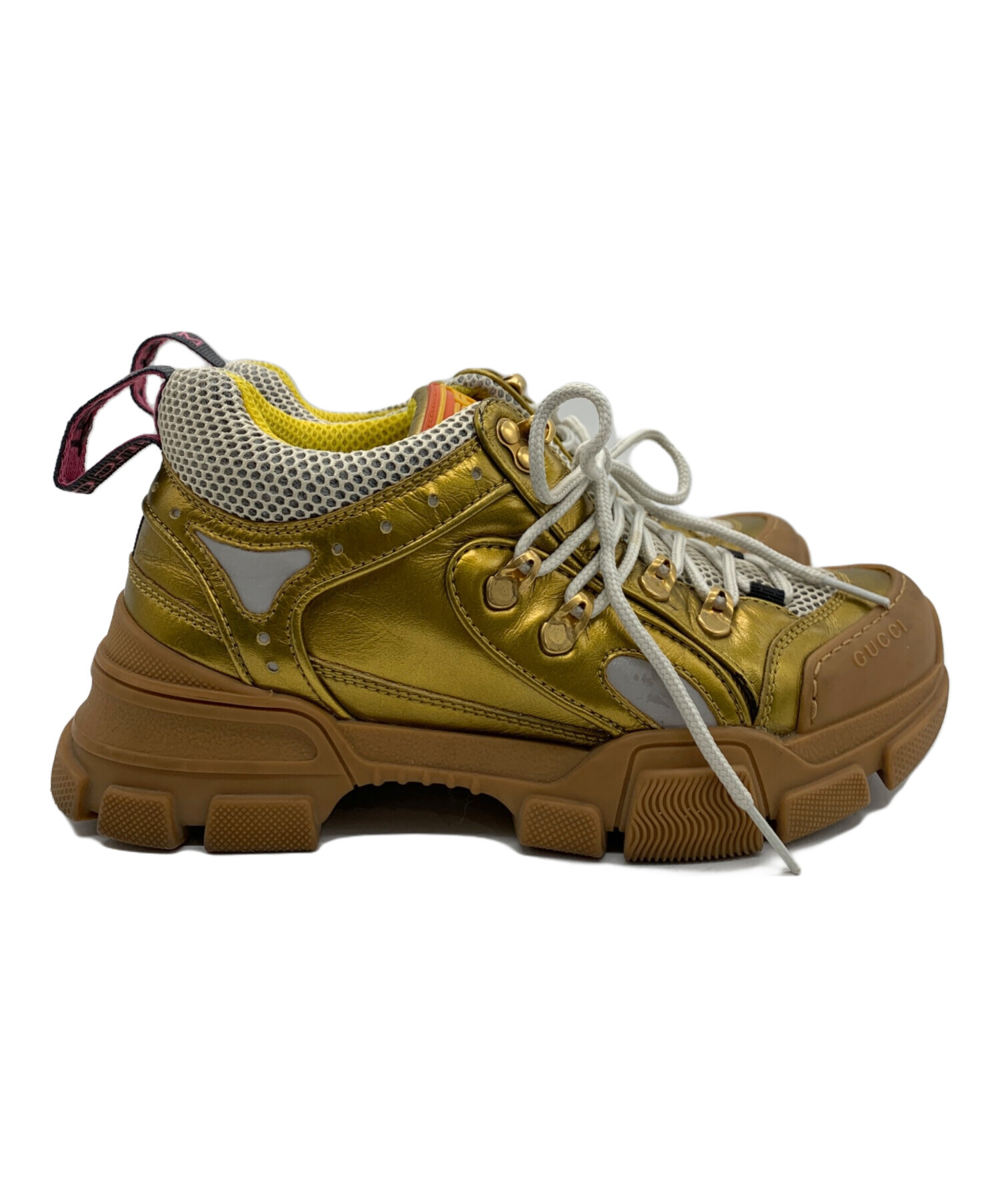 中古・古着通販】GUCCI (グッチ) スニーカー ゴールド サイズ:37