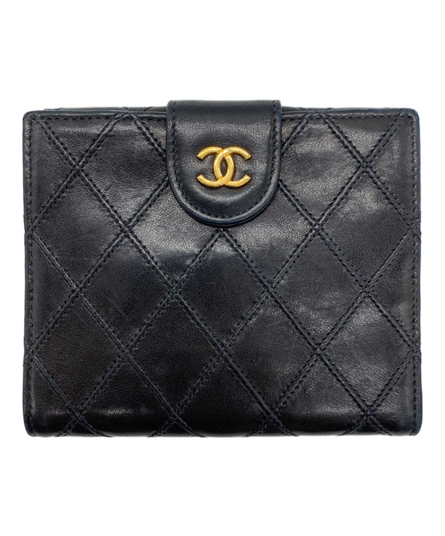 中古・古着通販】CHANEL (シャネル) 2つ折り財布 ブラック サイズ