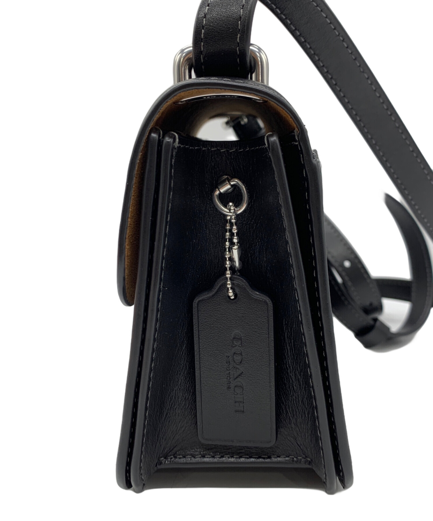 【美品】COACH コーチ ボディバッグ PVC レザー クロスボディ ブラック 中古・古着通販】COACH (コーチ) モーガンスクエアクロスボディバッグ