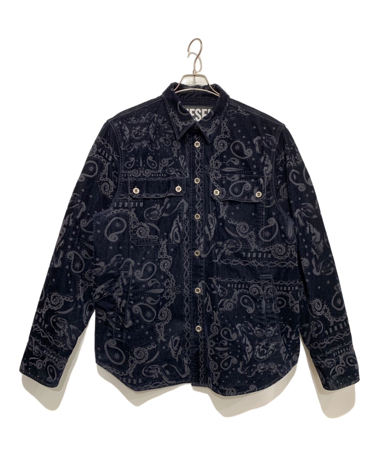 中古・古着通販】DIESEL (ディーゼル) ベロアシャツ ネイビー サイズ:L