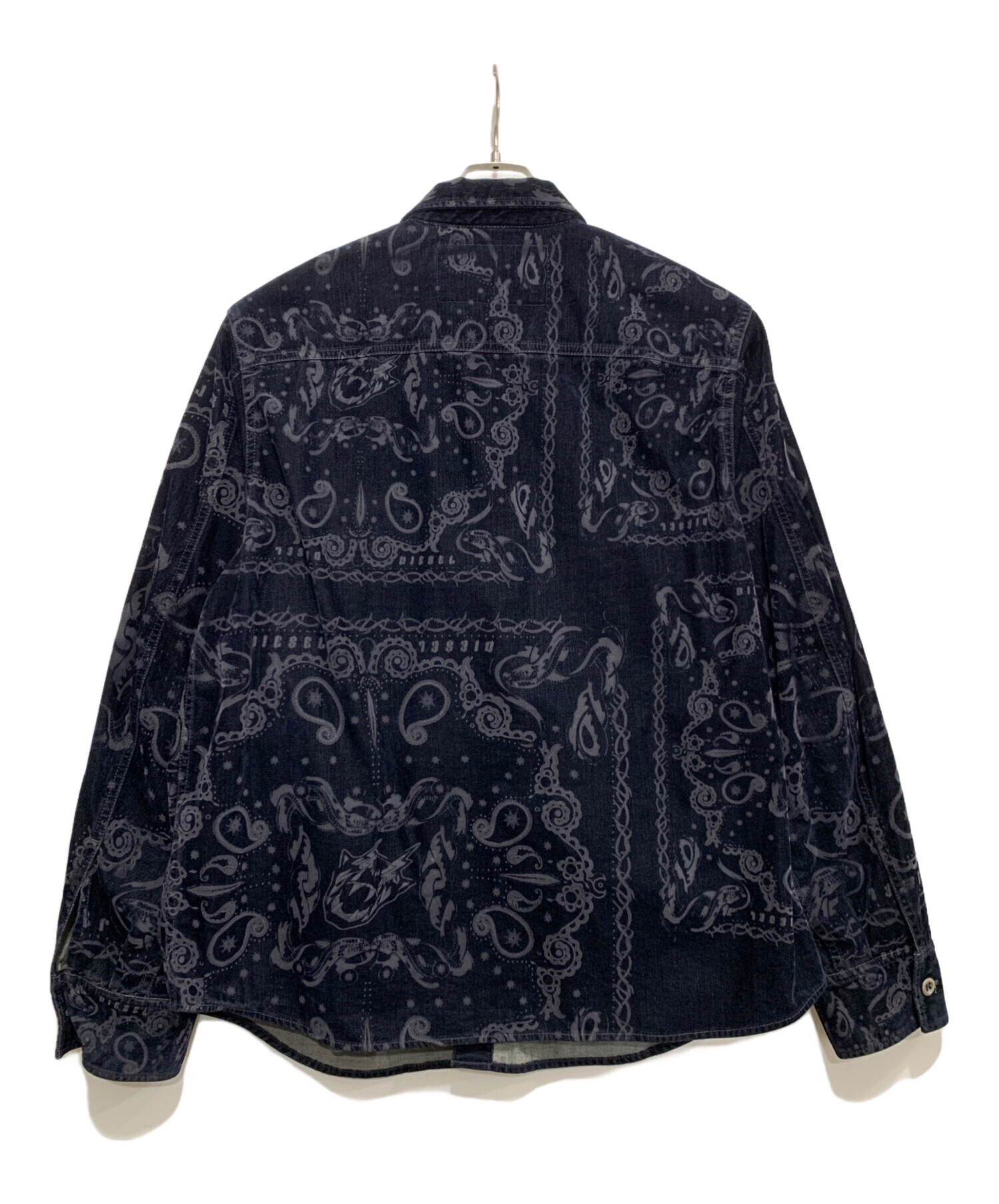 中古・古着通販】DIESEL (ディーゼル) ベロアシャツ ネイビー サイズ:L