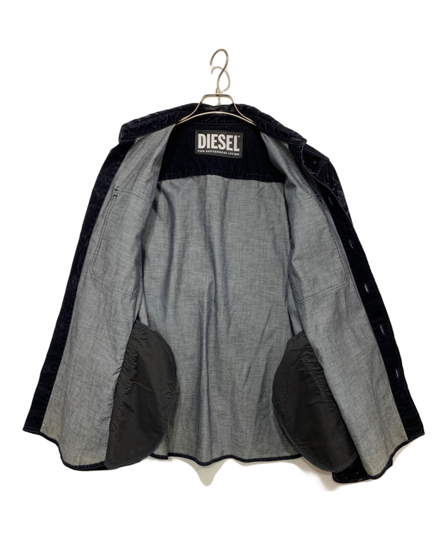 中古・古着通販】DIESEL (ディーゼル) ベロアシャツ ネイビー サイズ:L