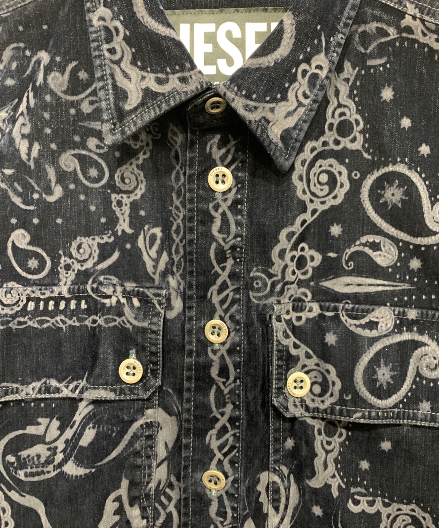 中古・古着通販】DIESEL (ディーゼル) ベロアシャツ ネイビー サイズ:L