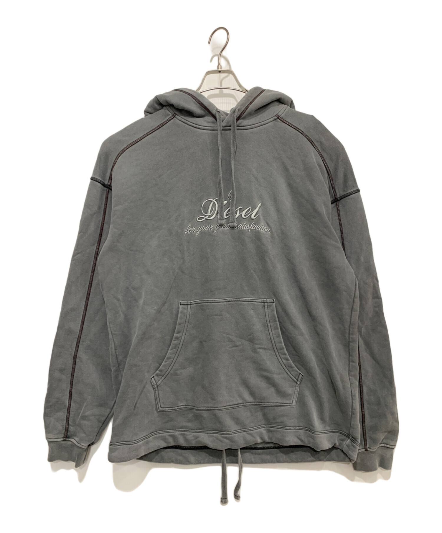 DIESEL ディーゼル グレー フード付きパーカー M dieselグレー フード