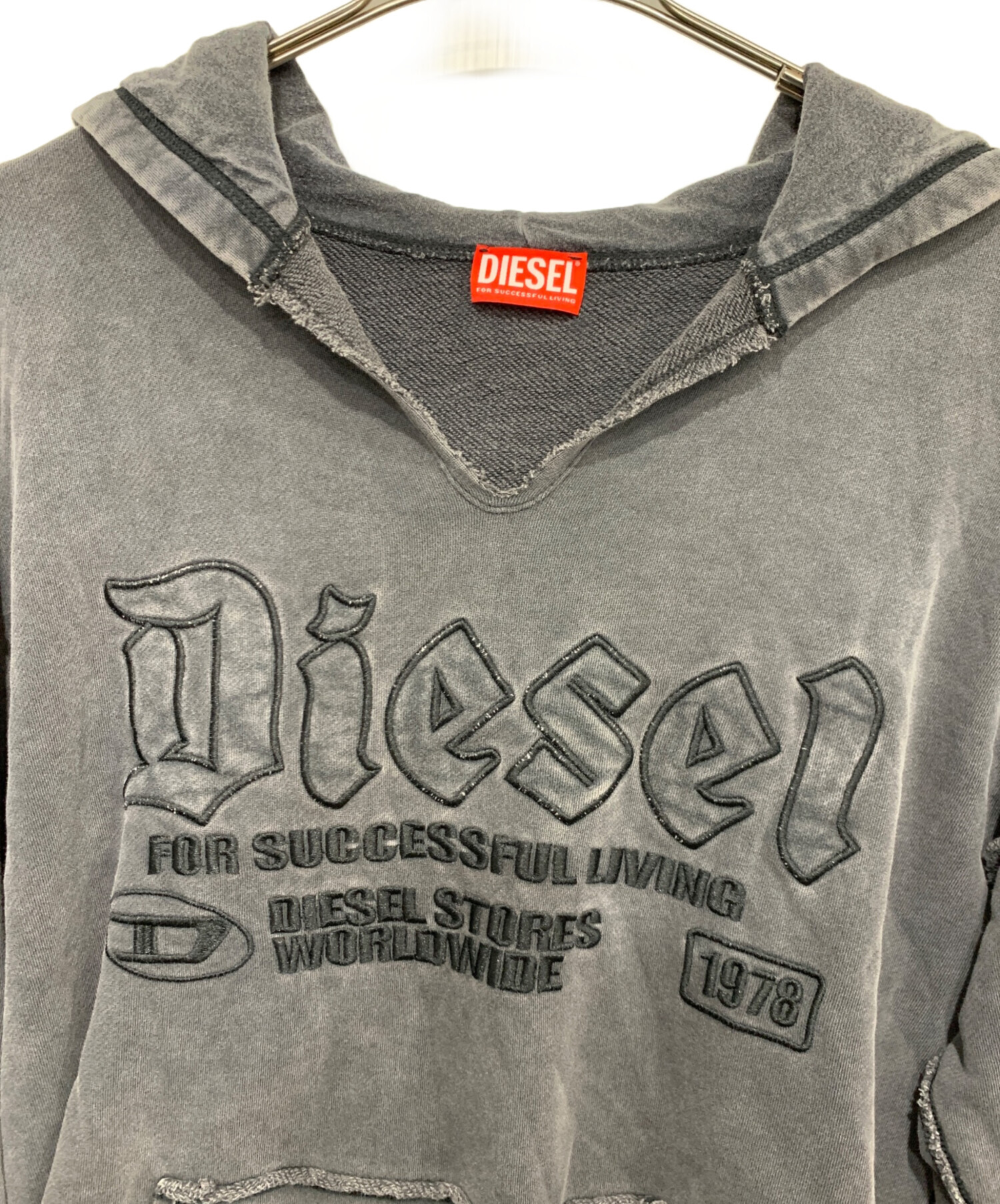 中古・古着通販】DIESEL (ディーゼル) プルオーバーパーカー グレー 