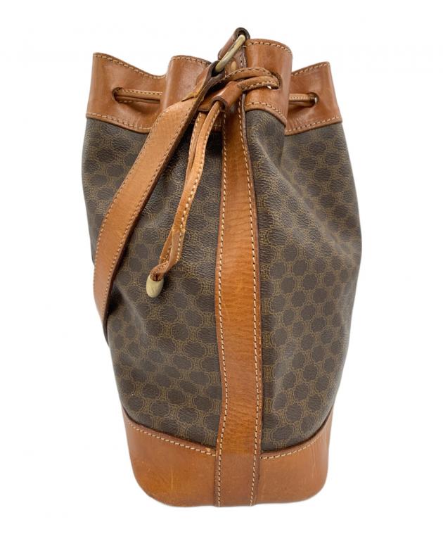 CELINE セリーヌ レザー 巾着 ショルダーバッグ 斜め&肩掛け 中古・古着通販】CELINE (セリーヌ) 巾着ショルダーバッグ ブラウン