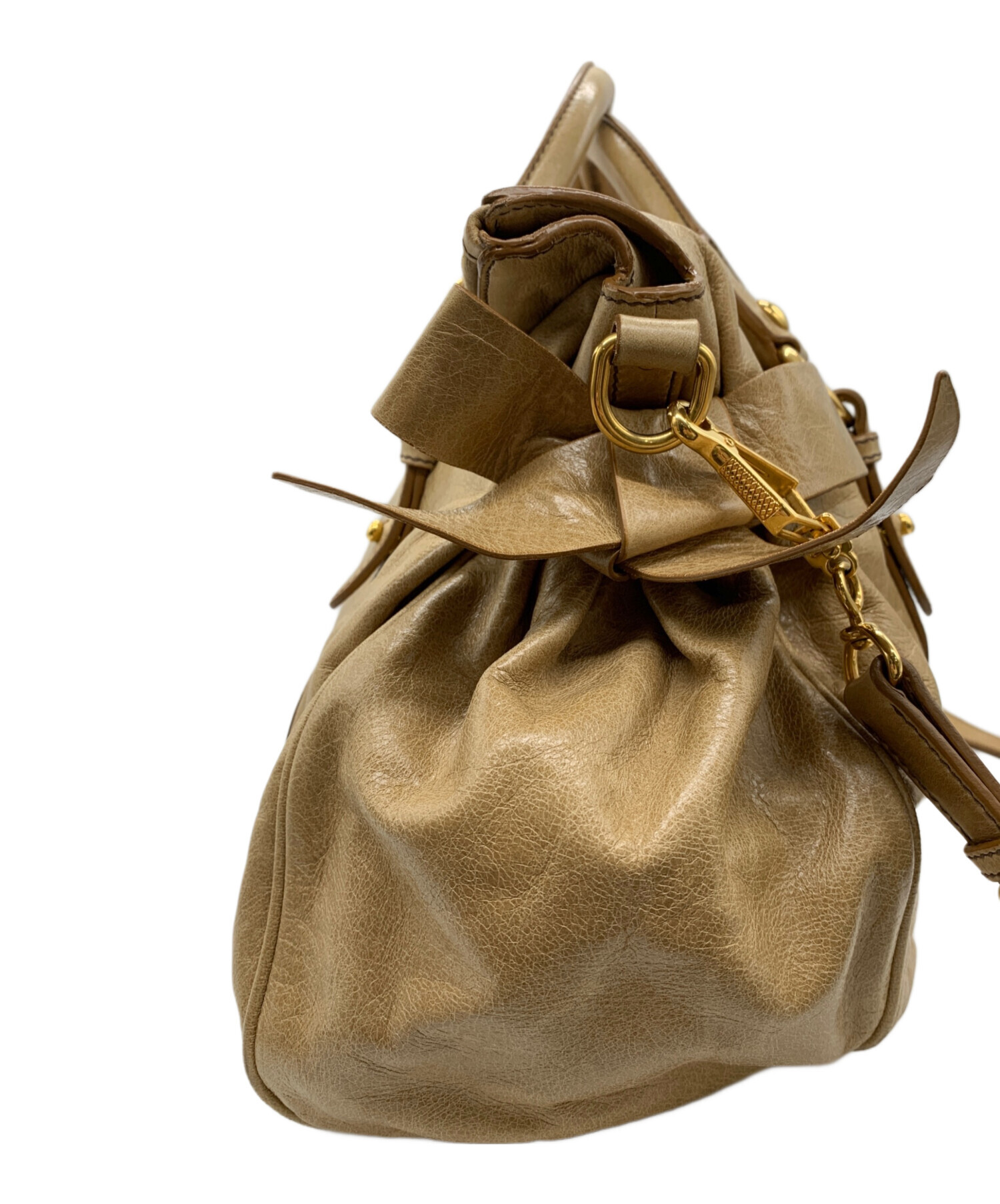 バッグ FW1998 MIU MIU 2WAY BAG FW1998 MIU MIU 2WAY BAG Vintage Brown Leather Women's Hand Bag