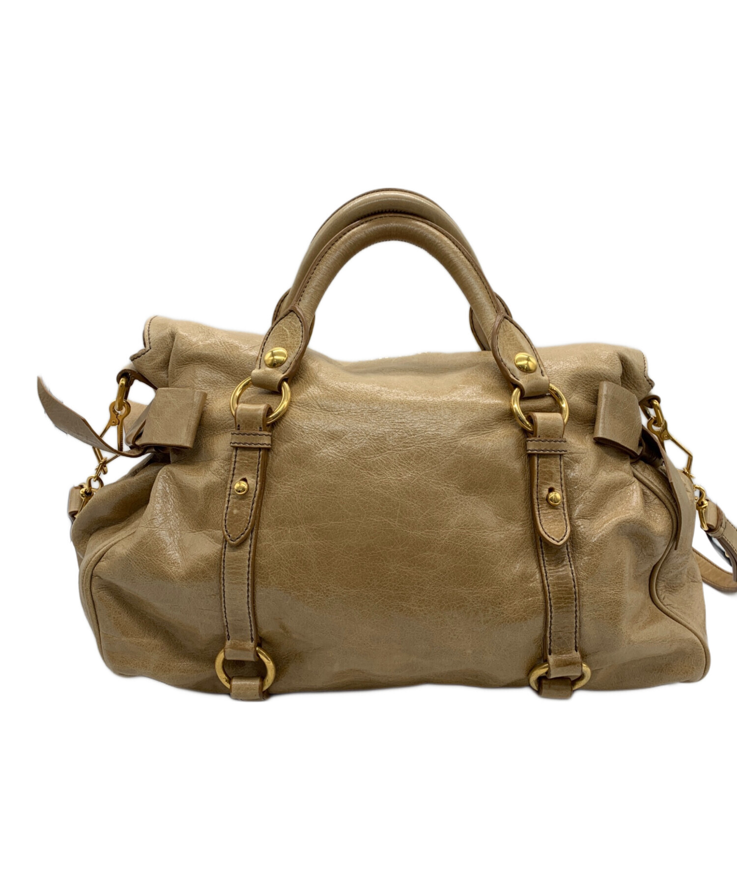 miu miu 2weyムートンリバーシブルバック　リアルファー　ベージュカラー miu miu 2weyムートンリバーシブルバック リアルファー ベージュカラー