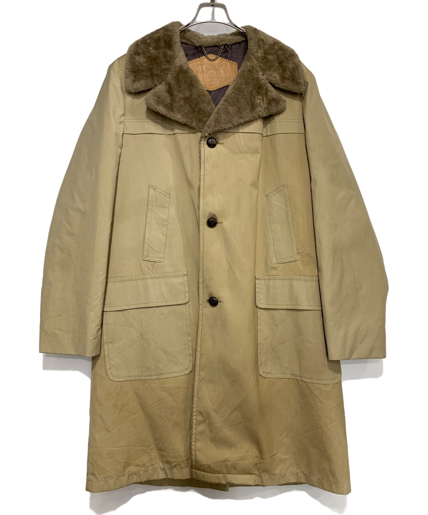 【極美品】Woolrich 白タグ ヘリンボーン 裏ボア コート 42 黄土色 中古・古着通販】WOOLRICH (ウールリッチ) ボアコート ブラウン サイズ