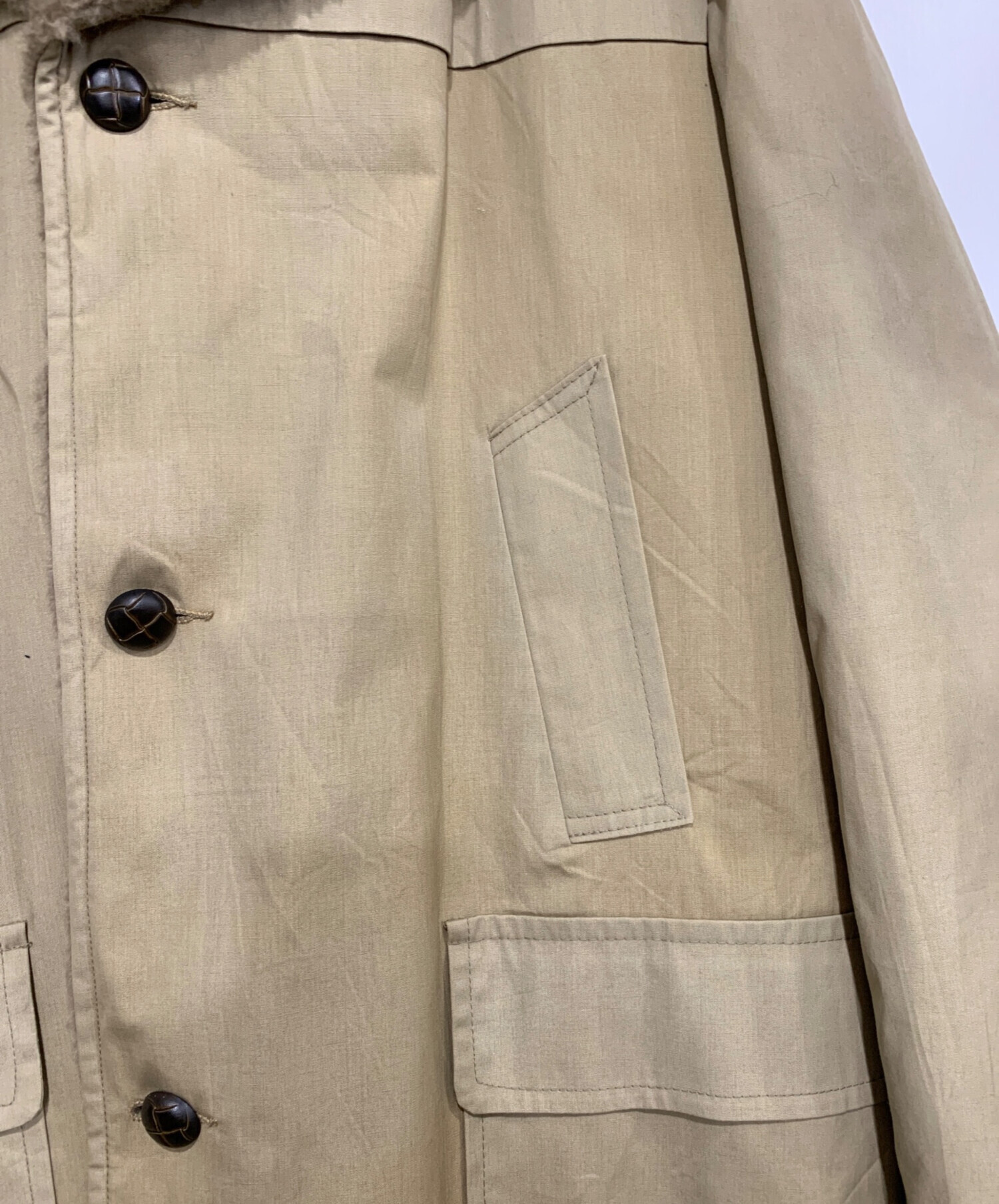 70s WOOLRICH ウールランチコートベージュモカブラウンボアライナー古着 70s Woolrich ウールリッチ アメリカ製 ダウンライニング ギャング