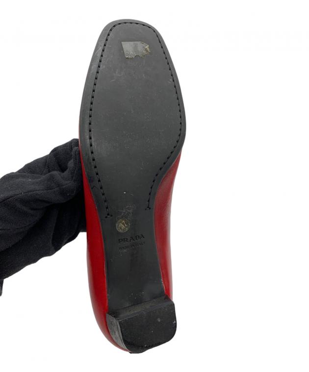 中古・古着通販】PRADA (プラダ) リボンローパンプス レッド サイズ:37