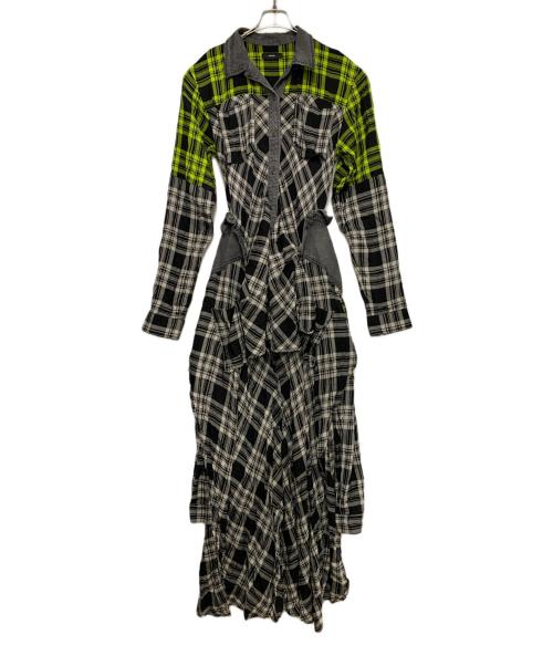 中古・古着通販】DIESEL (ディーゼル) 長袖ワンピース グレー×ブラック  