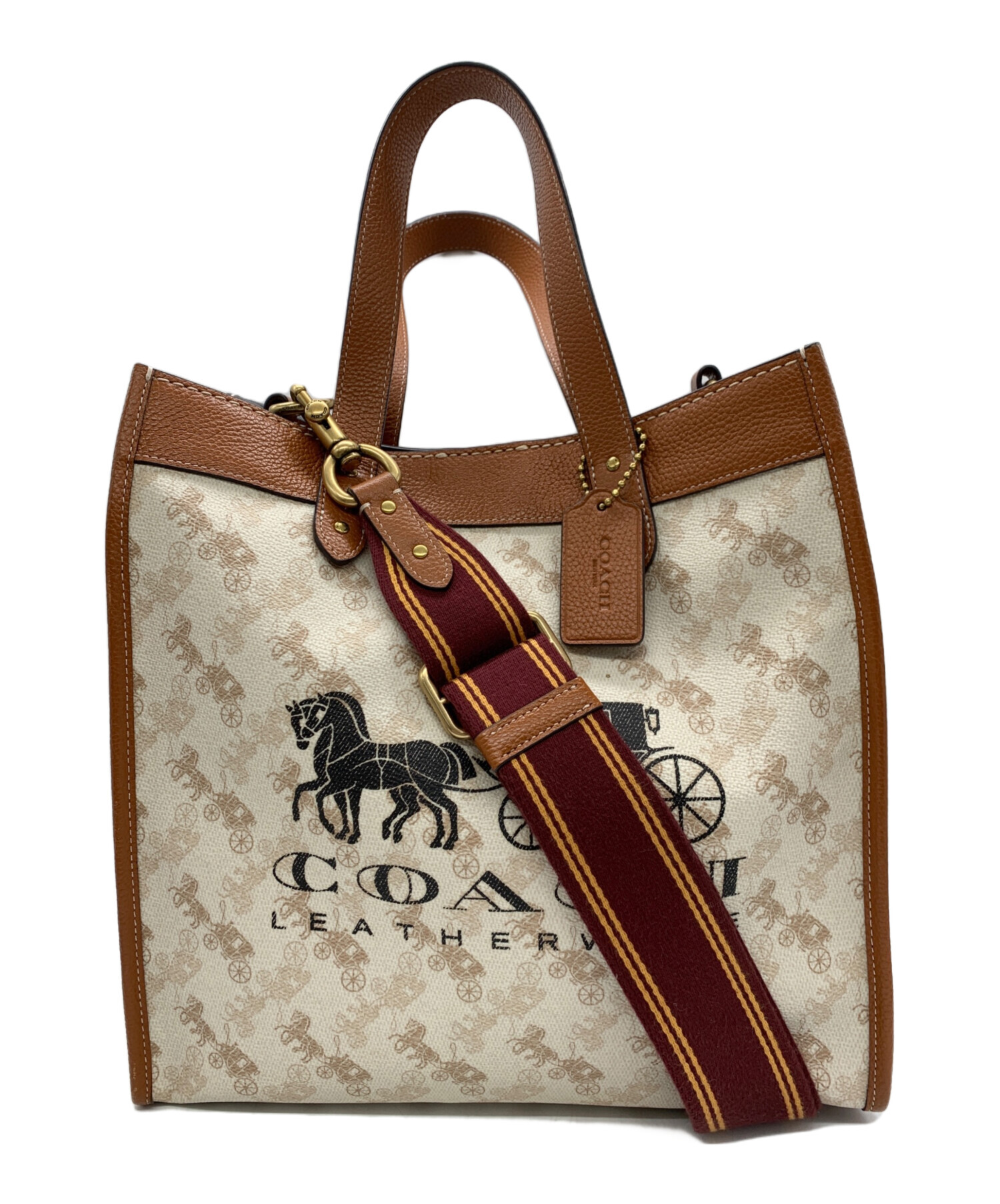 中古・古着通販】COACH (コーチ) 2WAYバッグ ホワイト×ブラウン