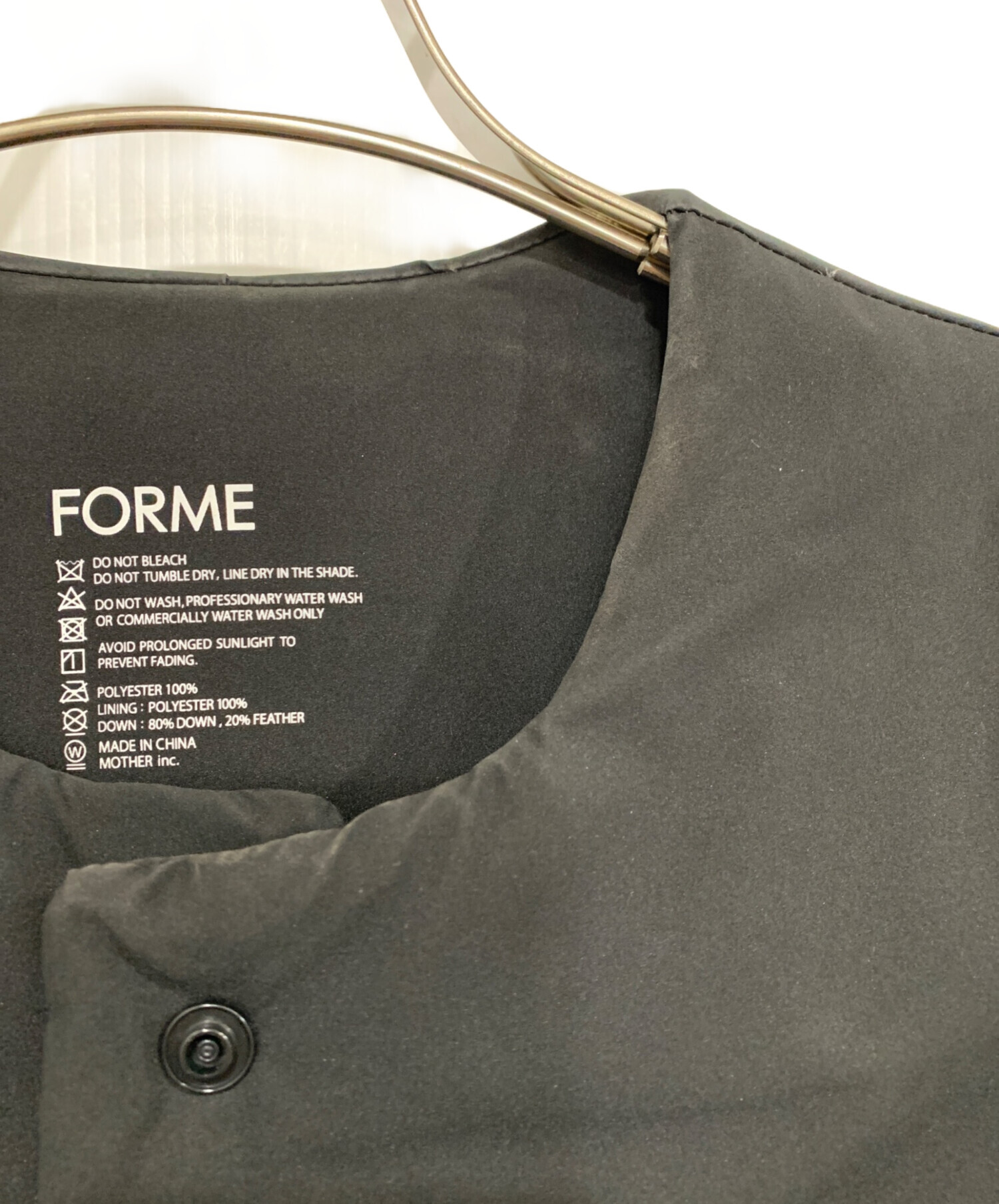 中古・古着通販】FORME (フォルメ) インナーダウンベスト ブラック