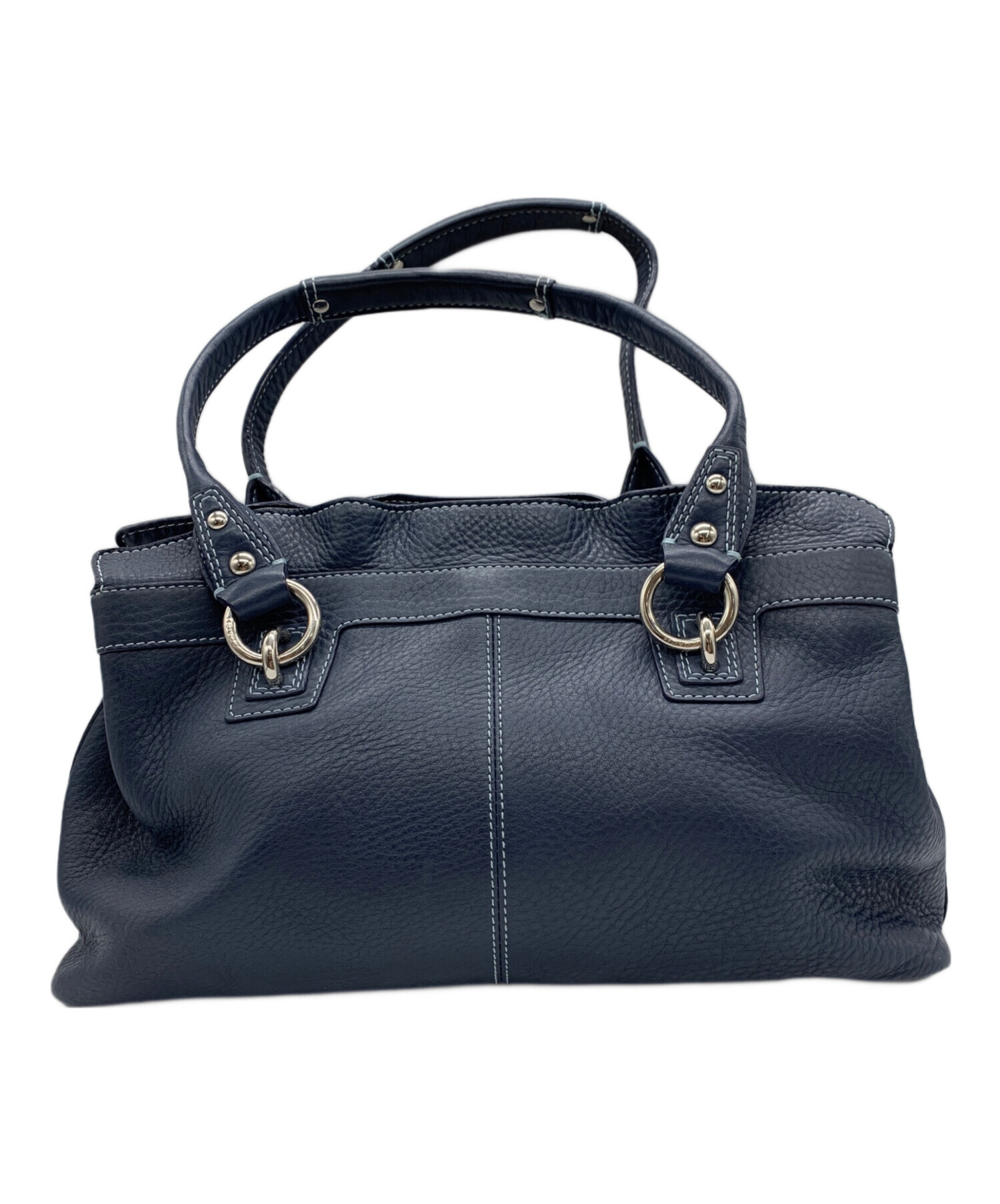 中古・古着通販】COACH (コーチ) レザーショルダーバッグ ネイビー 