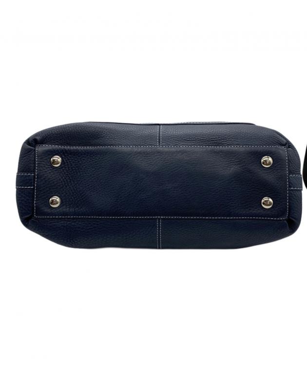 中古・古着通販】COACH (コーチ) レザーショルダーバッグ ネイビー