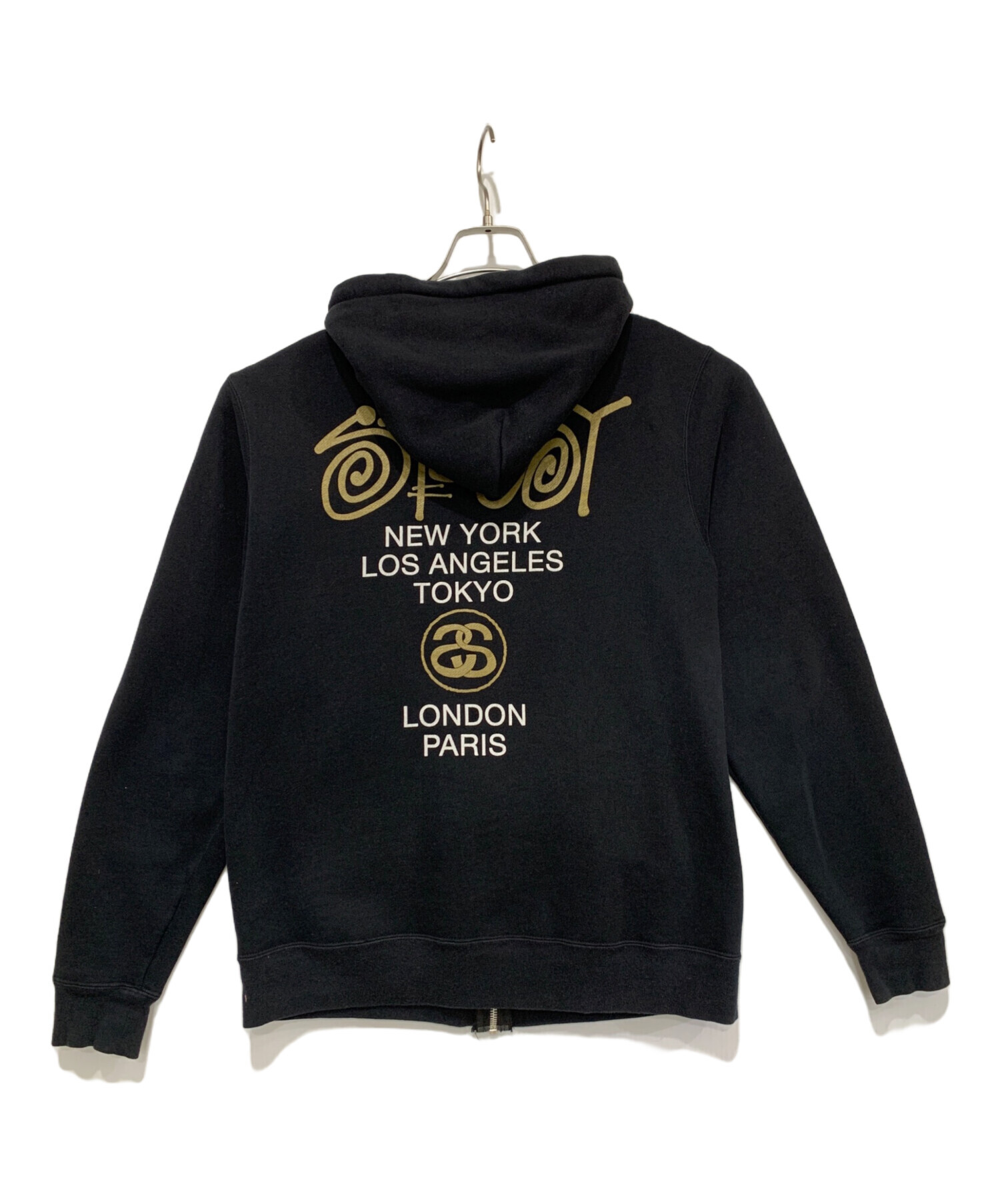 Stussy 黒 ジップパーカー ブラック M 中古・古着通販】stussy 