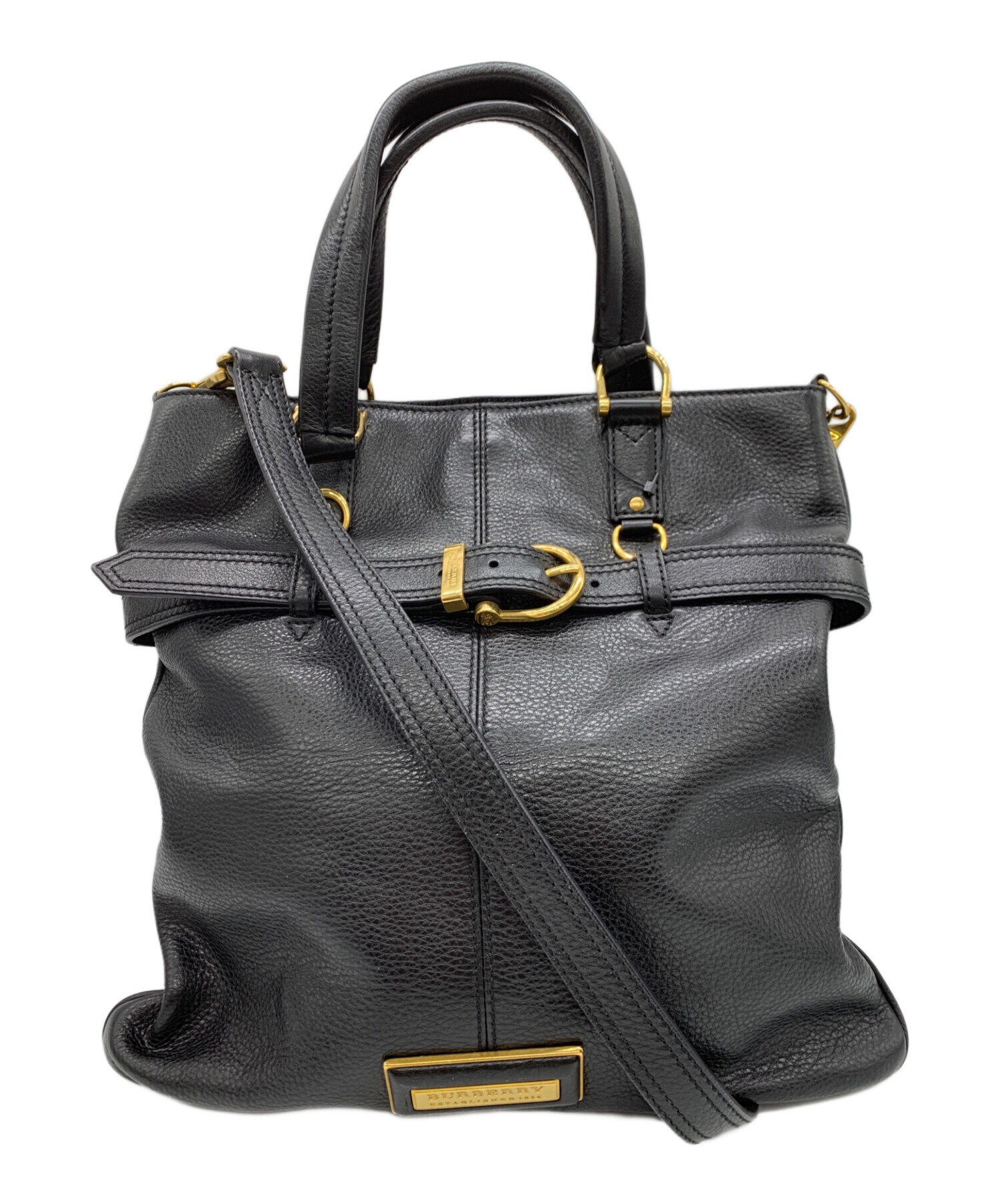 中古・古着通販】BURBERRY (バーバリー) レザー2WAYバッグ ブラック