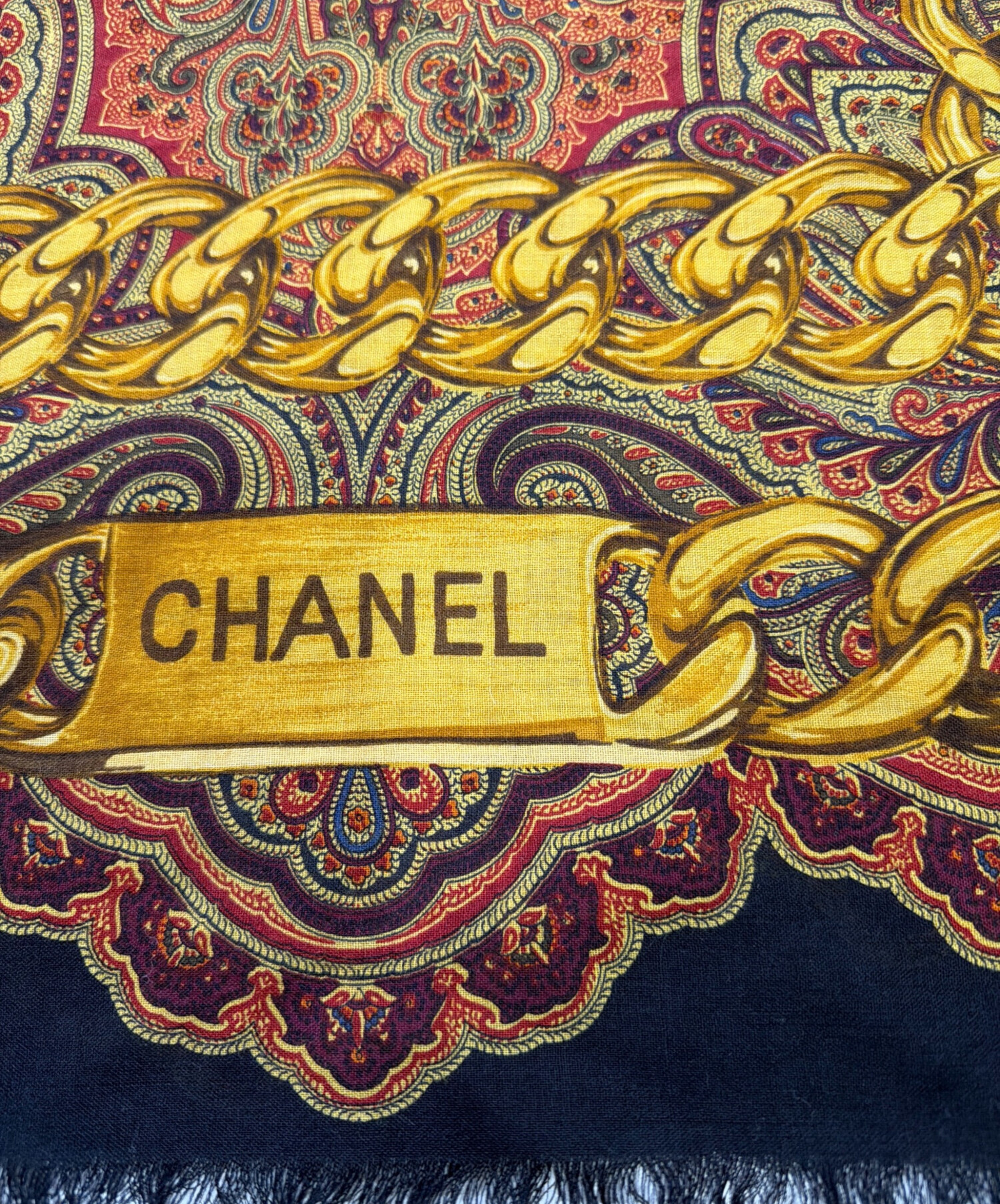 中古・古着通販】CHANEL (シャネル) シルクスカーフ ブラック