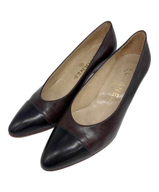 CHANEL ブラック パンプス 35C 中古・古着通販】CHANEL (シャネル) パンプス ブラック×ブラウン