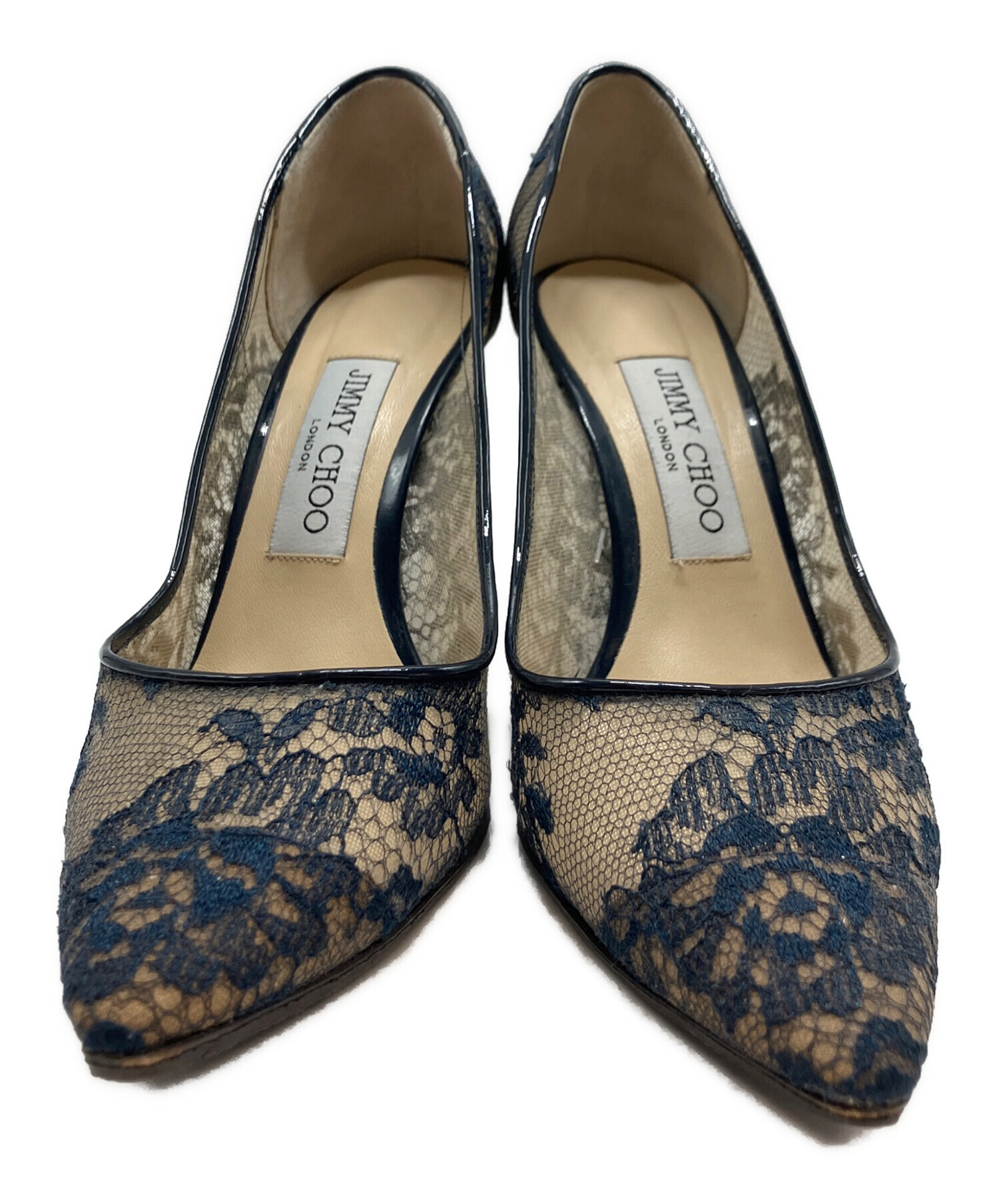 中古・古着通販】JIMMY CHOO (ジミーチュウ) レースパンプス ネイビー