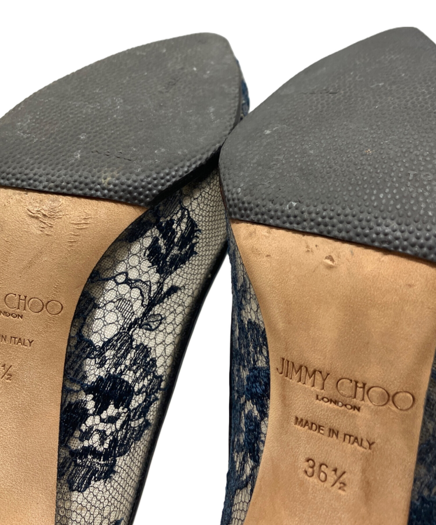 中古・古着通販】JIMMY CHOO (ジミーチュウ) レースパンプス ネイビー