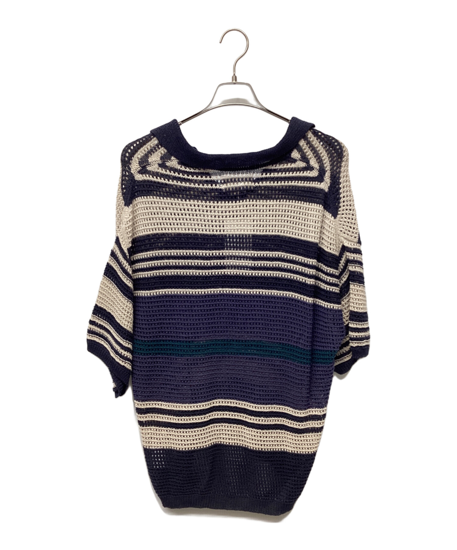 中古・古着通販】YOKE (ヨーク) BORDER MESH KNIT SKIPPER POLO SHIRT