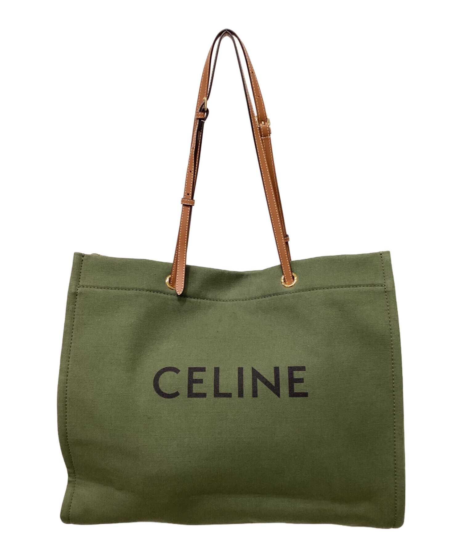 中古・古着通販】CELINE (セリーヌ) SQUARED CABAS カーキ×ブラウン 