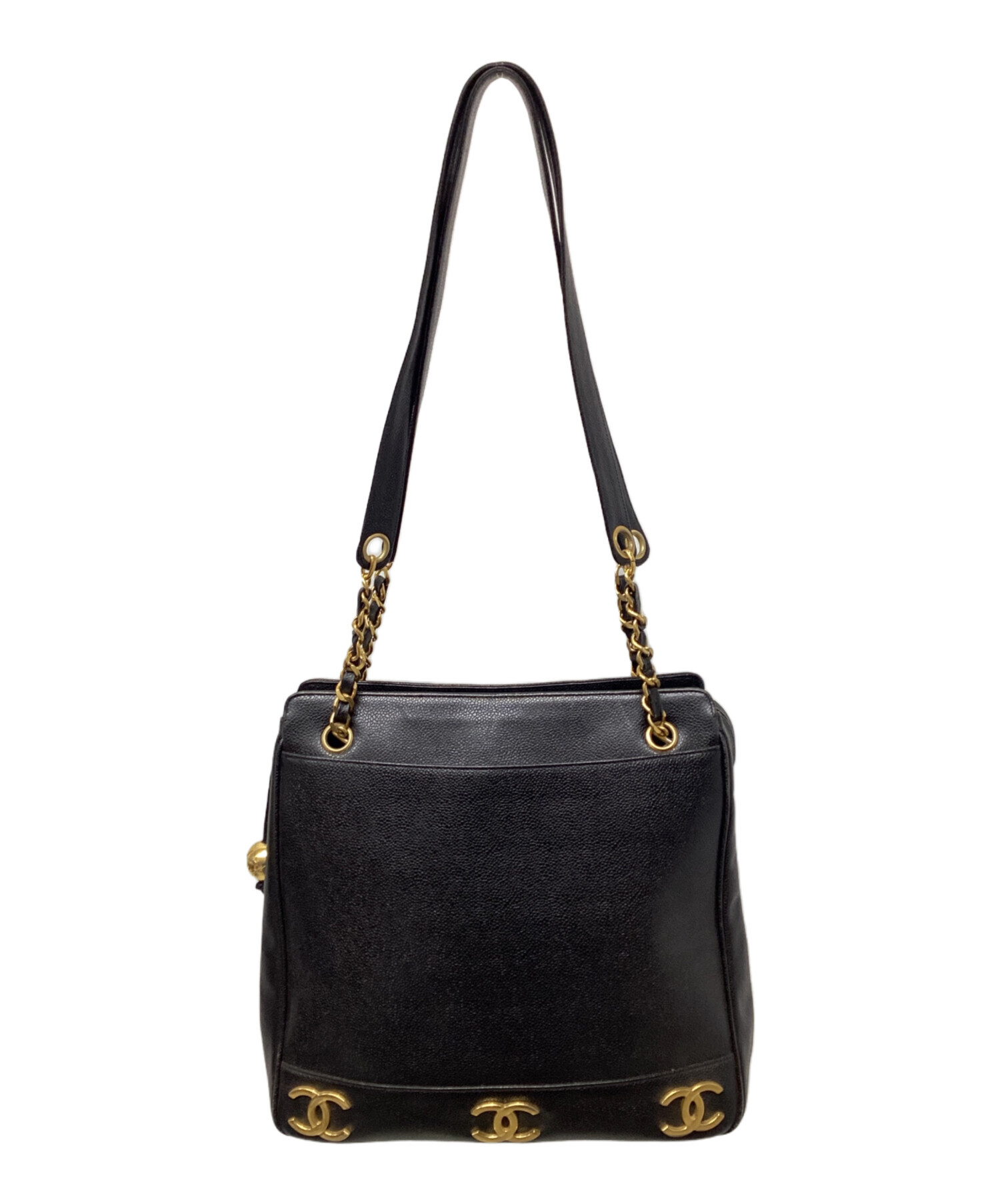 廃盤品 レア CHANEL シャネル トリプルココ ロゴ バッグ ブラック 中古・古着通販】CHANEL (シャネル) トリプルココマークトートバッグ