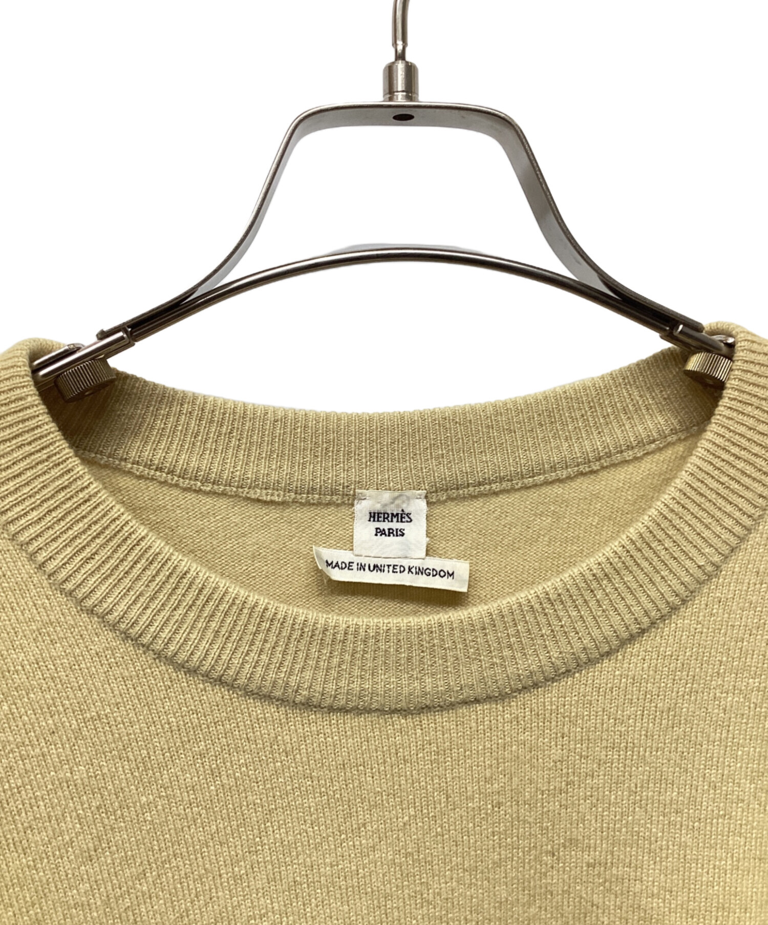 中古・古着通販】HERMES (エルメス) 半袖カシミヤセーター ベージュ 