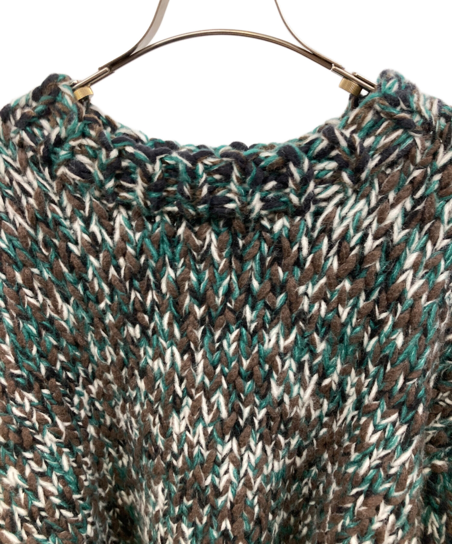 中古・古着通販】NKNIT (ンニット) Mix color hand KNIT グリーン