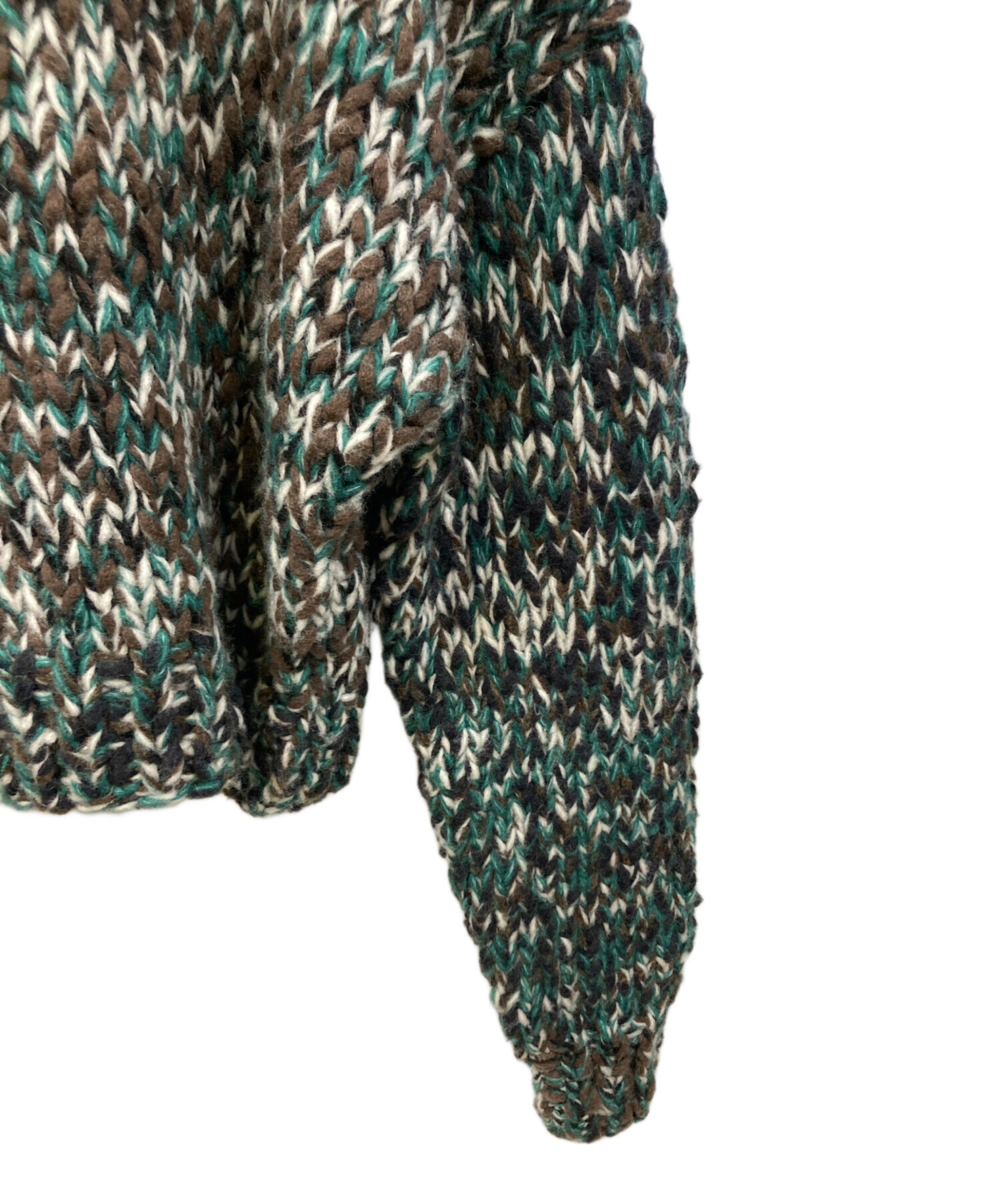 中古・古着通販】NKNIT (ンニット) Mix color hand KNIT グリーン