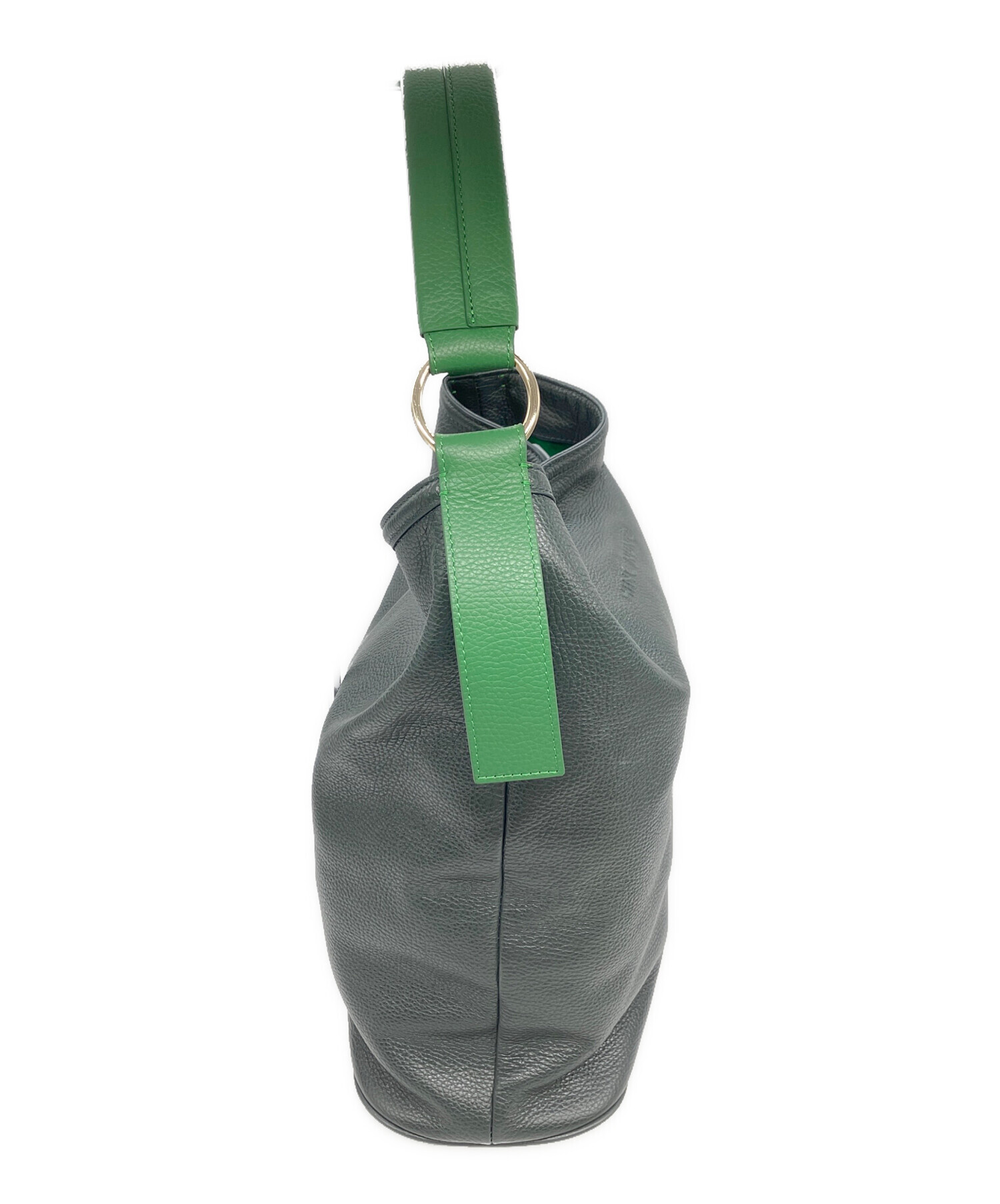 hinc nunc バッグ　グリーン 中古・古着通販】HINC NUNC (ヒンクヌンク) レザーショルダーバッグ