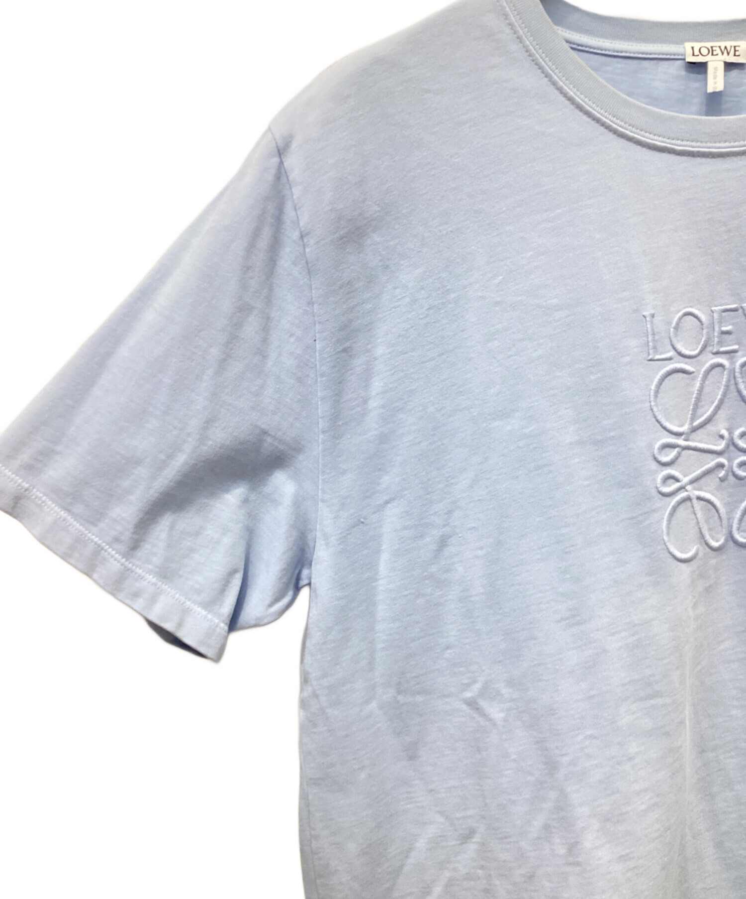 中古・古着通販】LOEWE (ロエベ) アナグラム刺繍Tシャツ スカイブルー