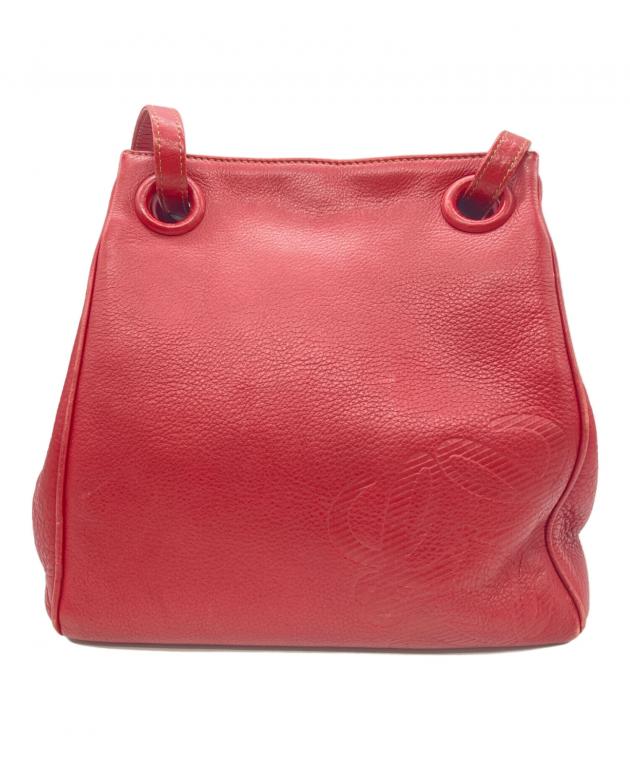 中古・古着通販】LOEWE (ロエベ) ナッパレザーショルダーバッグ レッド