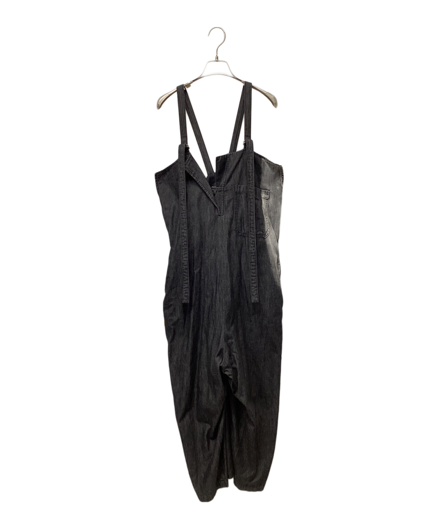 中古・古着通販】Y's (ワイズ) SPOTTED DENIM STRAP OVERALLS ブラック