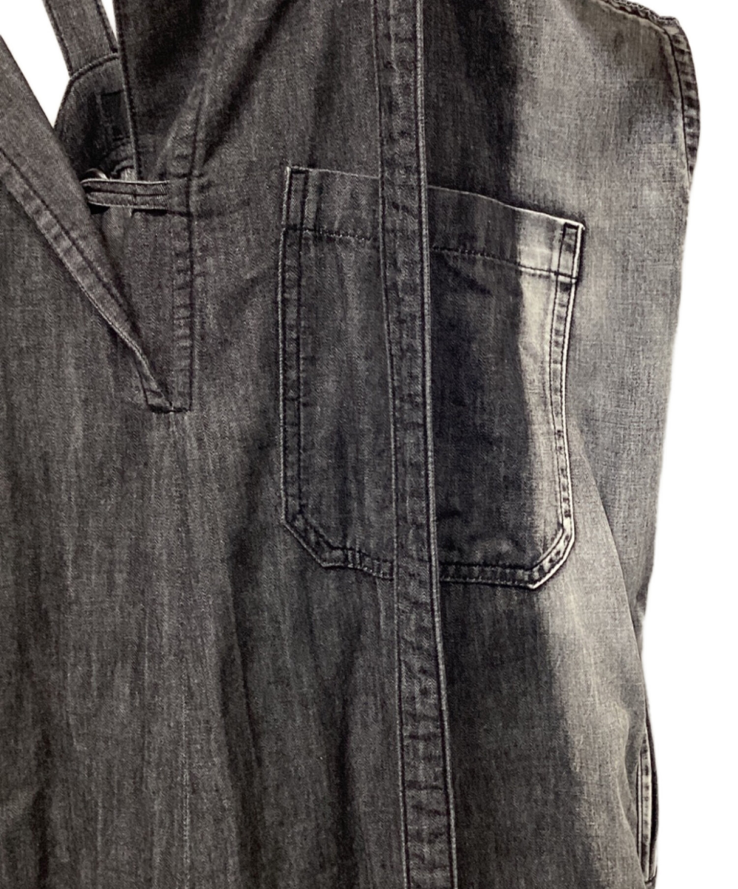 中古・古着通販】Y's (ワイズ) SPOTTED DENIM STRAP OVERALLS ブラック