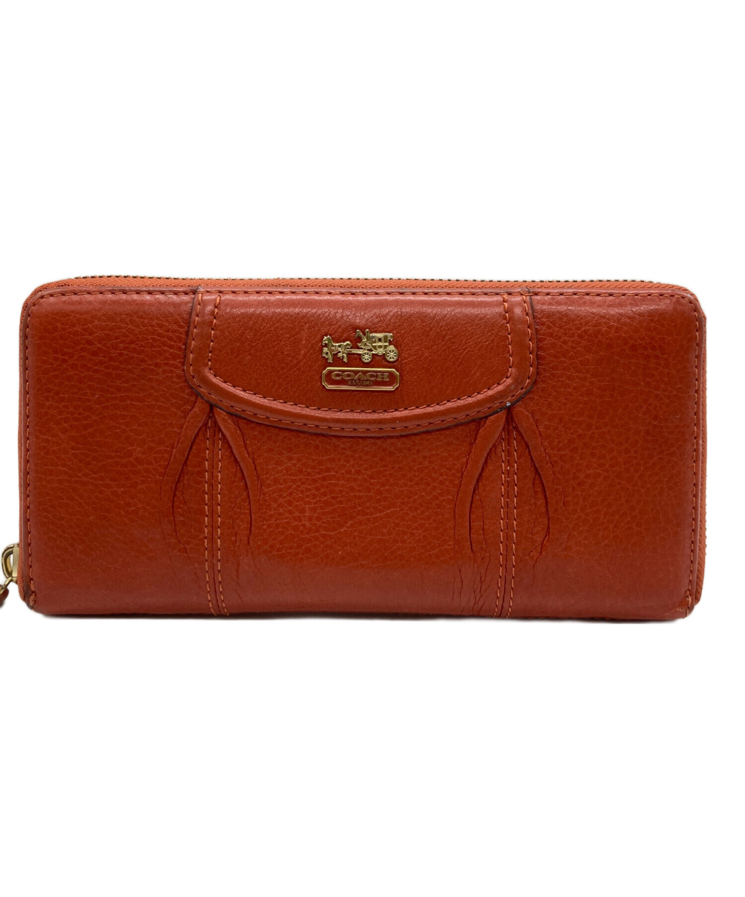 中古・古着通販】COACH (コーチ) ラウンドファスナー長財布 オレンジ