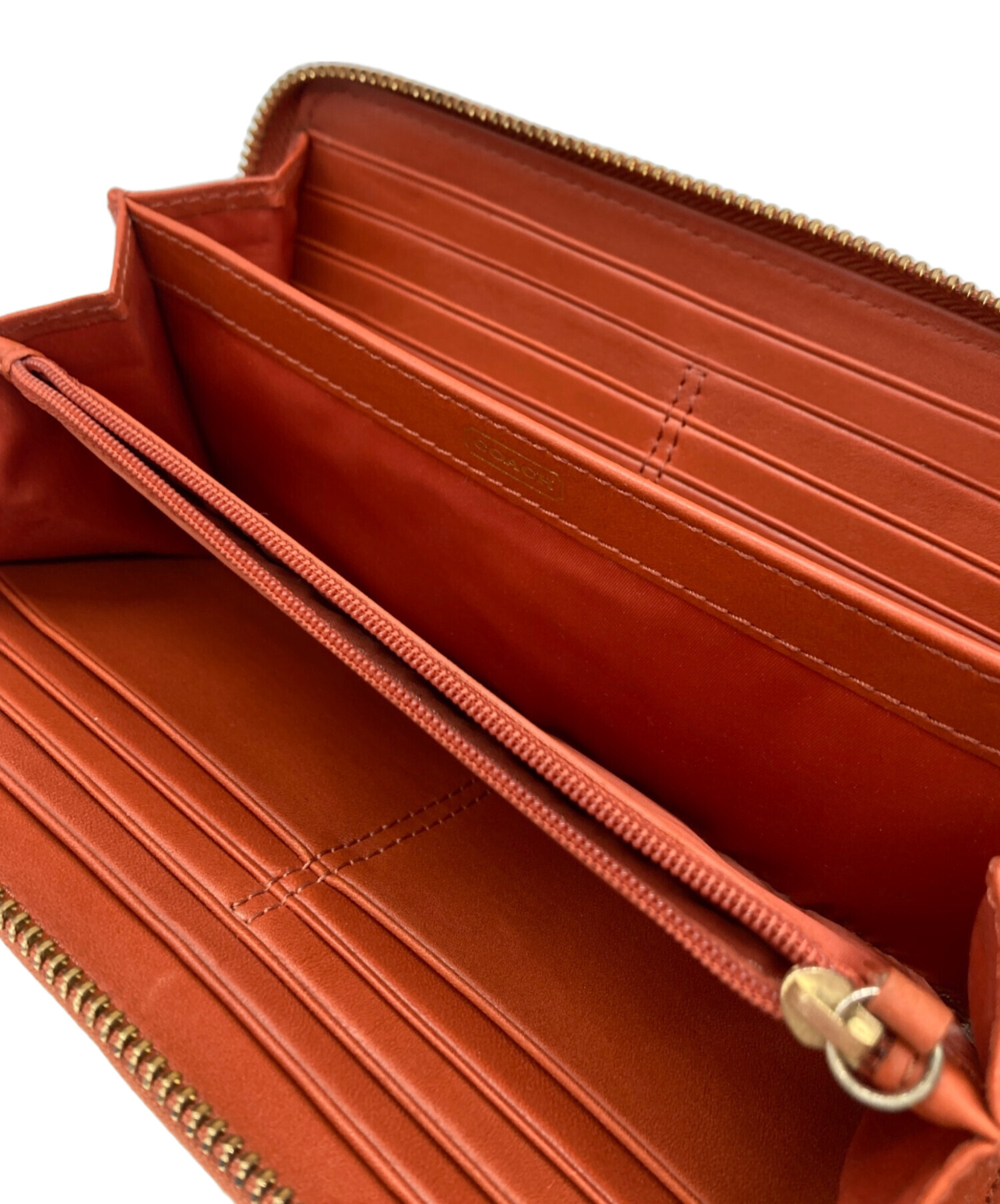 中古・古着通販】COACH (コーチ) ラウンドファスナー長財布 オレンジ