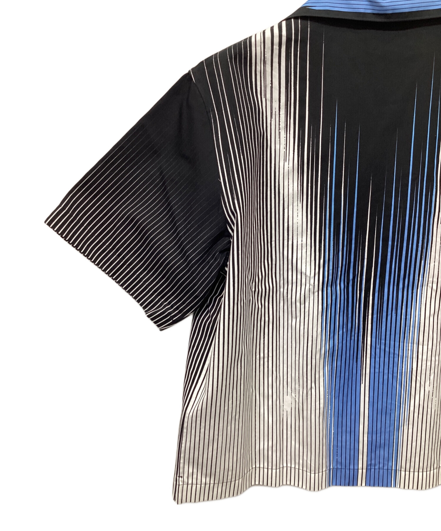 PRADA プラダ ポロシャツ ストライプ ブルー ブラック 50 中古・古着通販】PRADA (プラダ) ストライプ 半袖シャツ ブルー