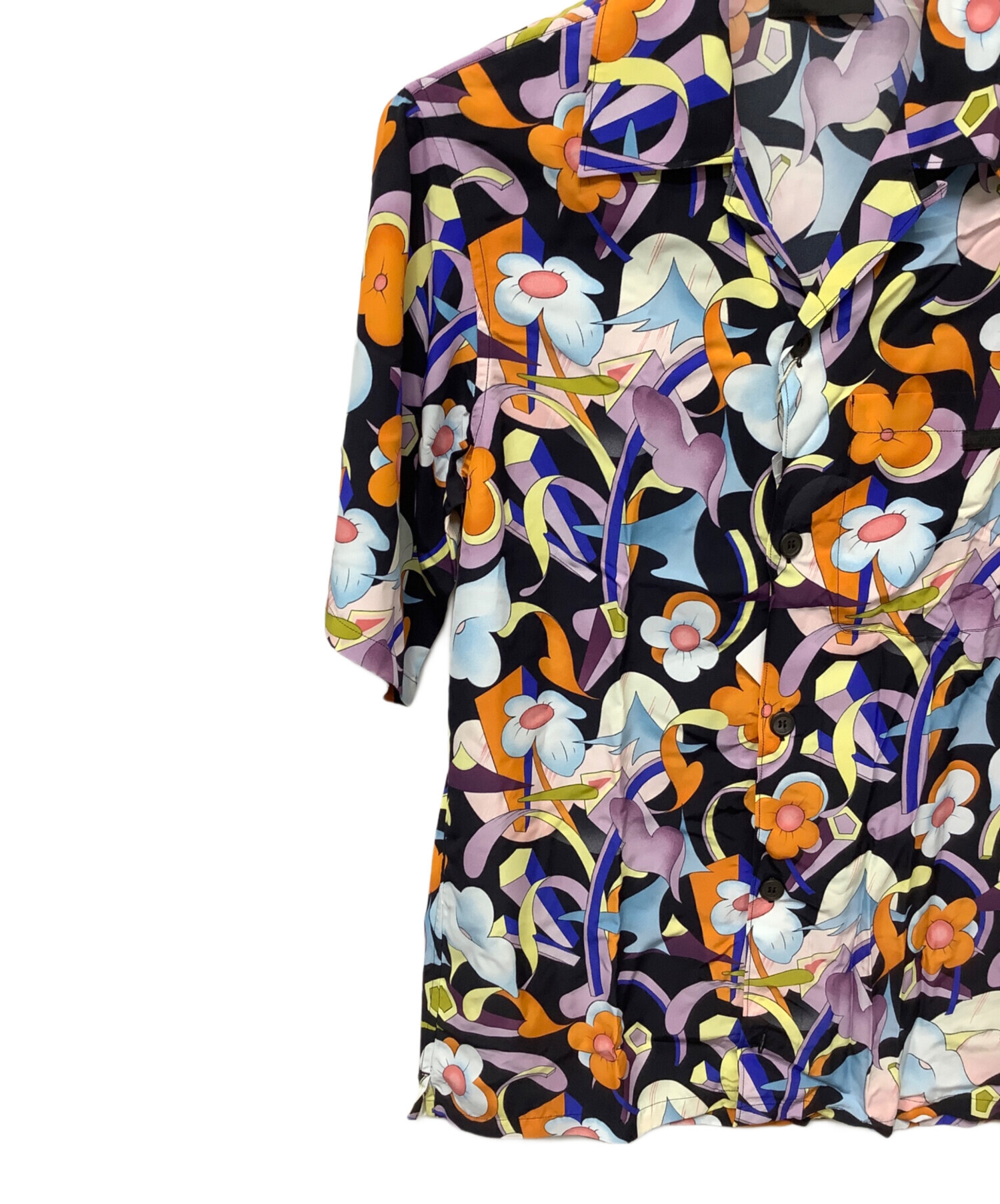 中古・古着通販】PRADA (プラダ) アロハシャツ ブラック×ホワイト