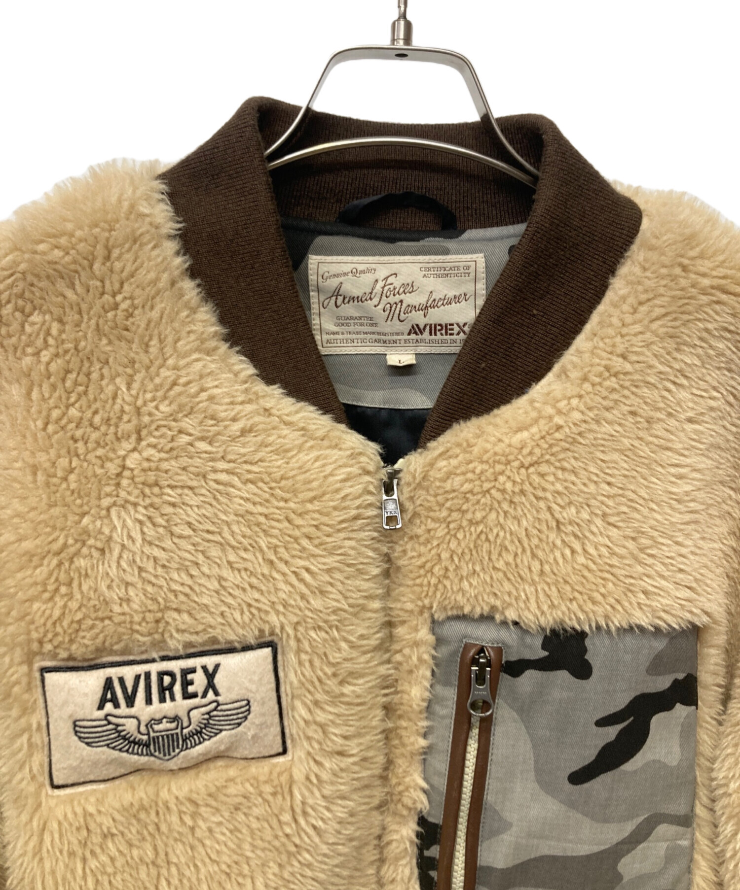 中古・古着通販】AVIREX (アヴィレックス) ボアジャケット ベージュ