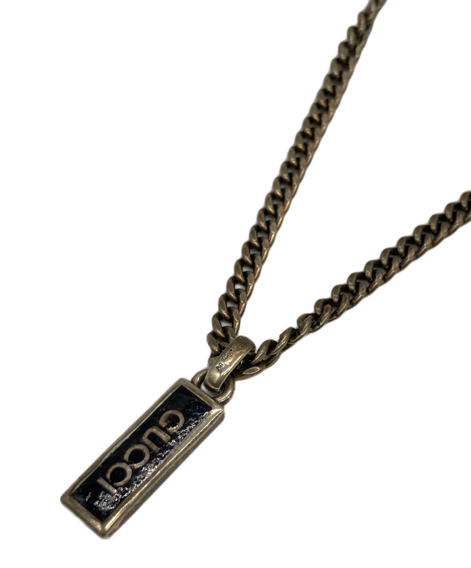 中古・古着通販】GUCCI (グッチ) ロゴペンダントネックレス シルバー 