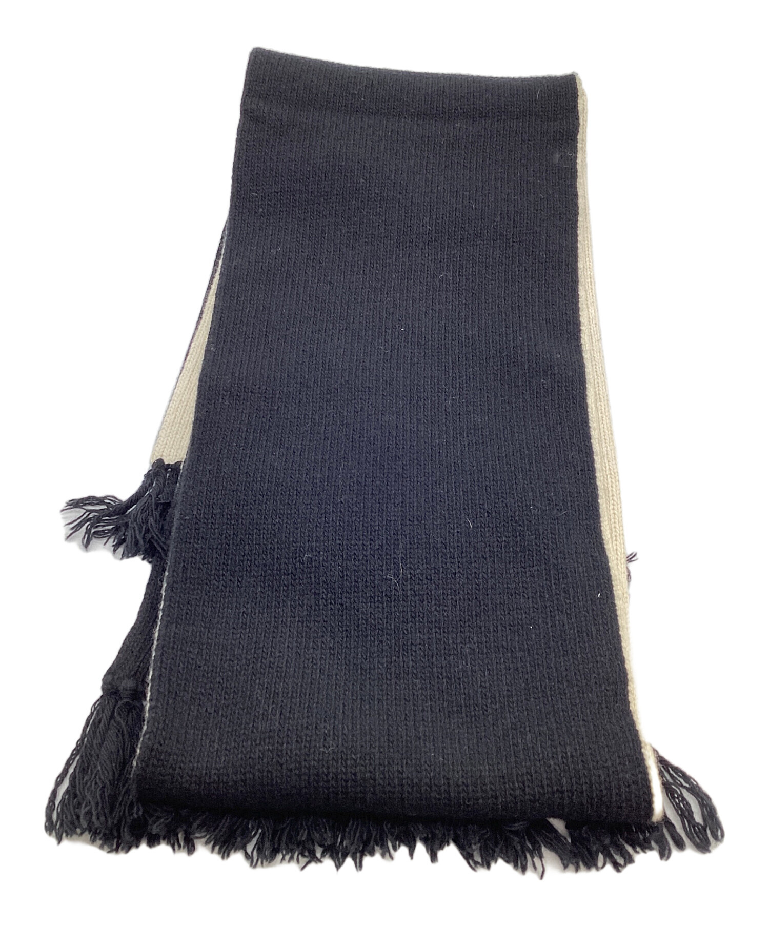 中古・古着通販】PRADA (プラダ) ロゴマフラー ブラック×ホワイト